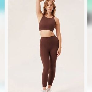 Compression Pocket Leggings  High Rise Waist Pants for Yoga Workout brown